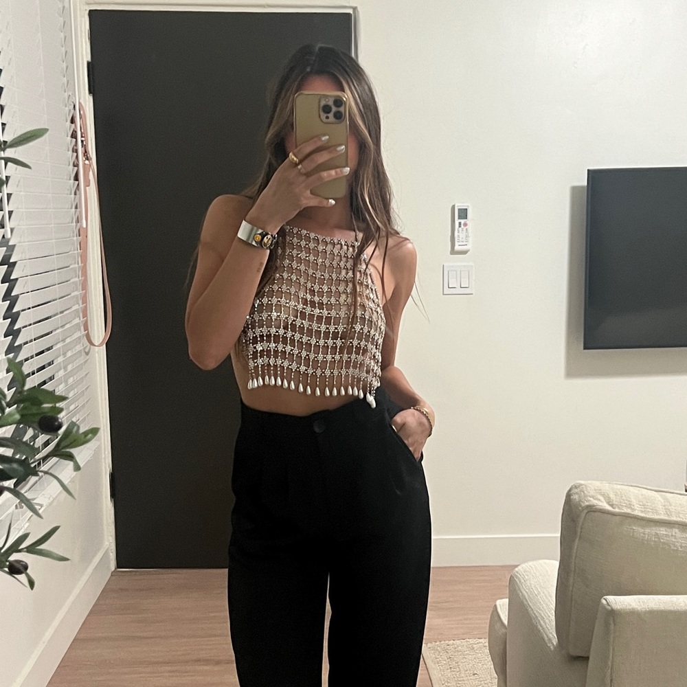 Embellished halter top